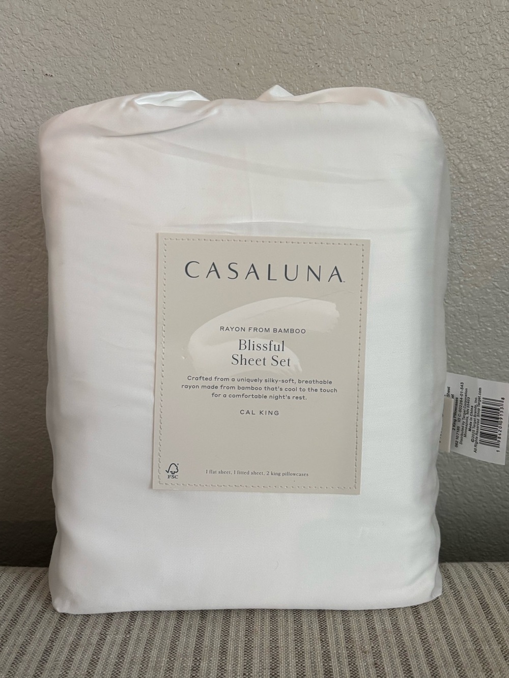 NWT California King 400 Thread Count Rayon from Bamboo Sheet Set White - Casalun